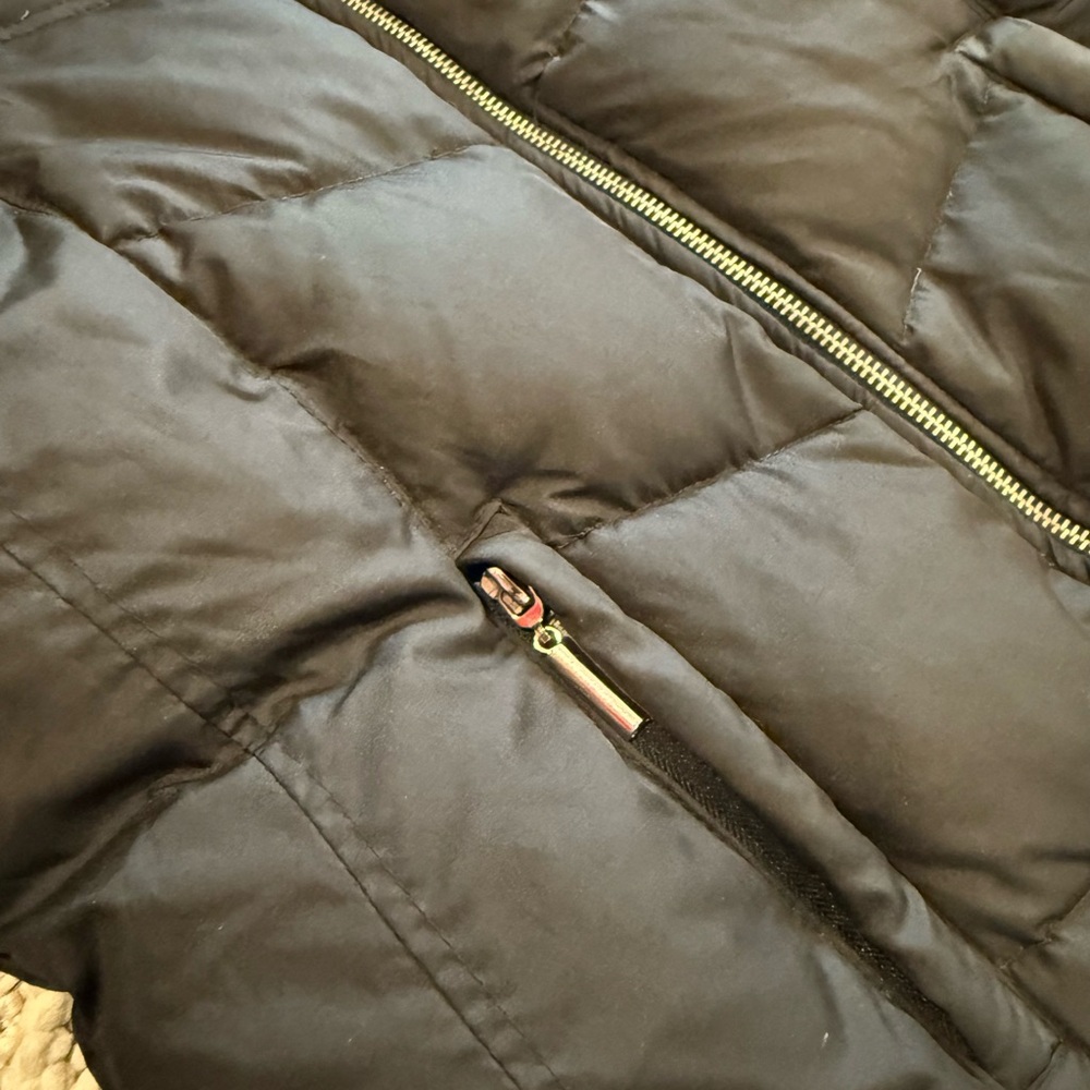 Black Puffer Jacket with Faux Fur Hood juniors size medium - Picture 3 of 4
